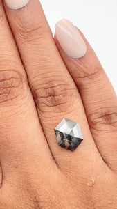 1.19ct | Salt & Pepper Hexagon Shape Rose Cut Diamond - Modern Rustic Diamond