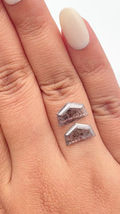 2.28cttw | Rustic Shield Shape Rose Cut Diamond Matched Pair - Modern Rustic Diamond