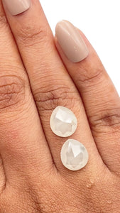 6.37cttw | Salt & Pepper Pear Shape Rose Cut Diamond Matched Pair - Modern Rustic Diamond