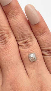 0.99ct | Salt & Pepper Emerald Shape Rose Cut Diamond - Modern Rustic Diamond