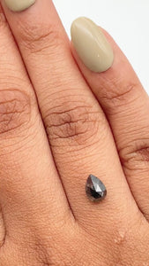 0.87ct | Salt & Pepper Pear Shape Rose Cut Diamond - Modern Rustic Diamond