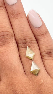 1.65cttw | Salt & Pepper Kite Shape Rose Cut Diamond Matched Pair - Modern Rustic Diamond