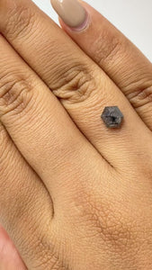 1.32ct | Salt & Pepper Hexagon Shape Rose Cut Diamond - Modern Rustic Diamond