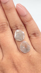 2.88cttw | Rstc  Pear Shape Rose Cut Diamond Matched Pair - Modern Rustic Diamond