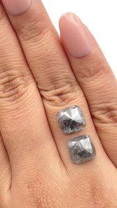 6.96cttw | Rustic  Cushion Shape Rose Cut Diamond Matched Pair - Modern Rustic Diamond