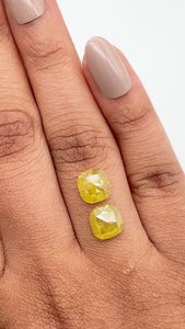 3.43cttw | Salt & Pepper Cushion Shape Rose Cut Diamond Matched Pair - Modern Rustic Diamond