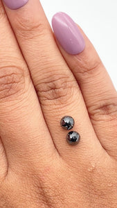 1.51cttw | Black Round Shape Rose Cut Diamond Matched Pair - Modern Rustic Diamond