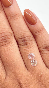 0.52cttw | H SI1-SI2 Round Shape Rose Cut Diamond Matched Pair - Modern Rustic Diamond