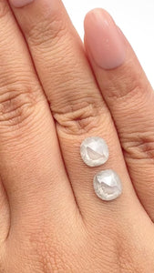 4.12cttw | Rustic Cushion Shape Rose Cut Diamond Matched Pair - Modern Rustic Diamond