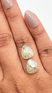 8.72cttw | Salt & Pepper Pear Shape Rose Cut Diamond Matched Pair - Modern Rustic Diamond