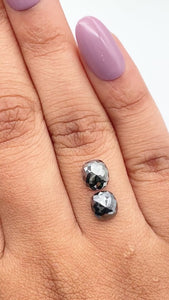 2.08cttw | Black Cushion Shape Rose Cut Diamond Matched Pair - Modern Rustic Diamond