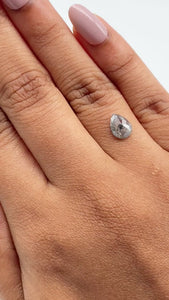 0.89ct | Salt & Pepper Pear Shape Rose Cut Diamond - Modern Rustic Diamond
