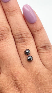 1.41cttw | Black Round Shape Rose Cut Diamond Matched Pair - Modern Rustic Diamond