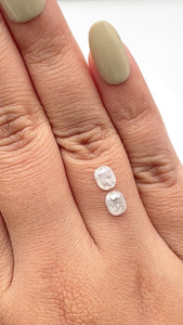 1.22cttw | Salt & Pepper Cushion Shape Rose Cut Diamond Matched Pair - Modern Rustic Diamond
