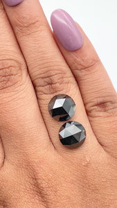 6.55cttw | Black Round Shape Rose Cut Diamond Matched Pair - Modern Rustic Diamond