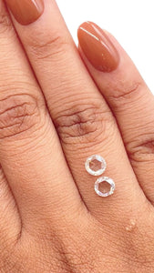 1.40cttw | G VS2 Round Shape Rose Cut Diamond Matched Pair - Modern Rustic Diamond