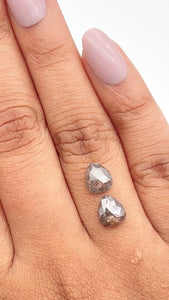 1.79cttw | Rustic  Pear Shape Rose Cut Diamond Matched Pair - Modern Rustic Diamond
