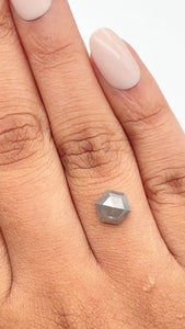 1.31ct | Salt & Pepper Hexagon Shape Rose Cut Diamond - Modern Rustic Diamond