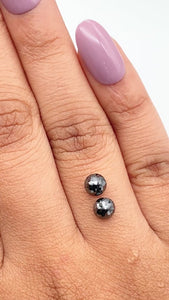 1.36cttw | Black Round Shape Rose Cut Diamond Matched Pair - Modern Rustic Diamond
