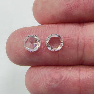 2.22cttw | G-H VVS1-VVS2 Round Shape Rose Cut Diamond Matched Pair - Modern Rustic Diamond