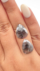 8.24cttw | Rustic Pear Shape Rose Cut Diamond Matched Pair - Modern Rustic Diamond