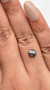 0.95ct | Salt & Pepper Hexagon Shape Rose Cut Diamond - Modern Rustic Diamond