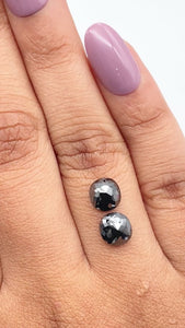 2.61cttw | Black Cushion Shape Rose Cut Diamond Matched Pair - Modern Rustic Diamond