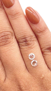 0.71cttw | F SI1 Round Shape Rose Cut Diamond Matched Pair - Modern Rustic Diamond