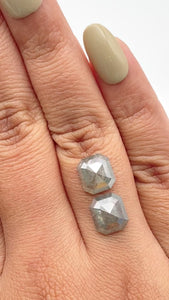 5.17cttw | Salt & Pepper Octagonal Shape Rose Cut Diamond Matched Pair - Modern Rustic Diamond