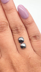 1.81cttw | Black Cushion Shape Rose Cut Diamond Matched Pair - Modern Rustic Diamond