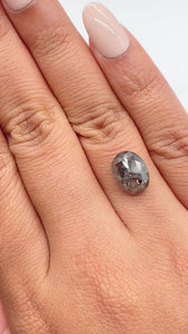 4.04ct | Salt & Pepper Oval Shape Rose Cut Diamond - Modern Rustic Diamond