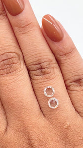 1.25cttw | F-G VS1 Round Shape Rose Cut Diamond Matched Pair - Modern Rustic Diamond