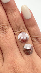 6.51cttw | Rustic Round Shape Rose Cut Diamond Matched Pair - Modern Rustic Diamond
