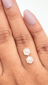 1.92cttw | Rustic Hexagon Shape Rose Cut Diamond Matched Pair - Modern Rustic Diamond