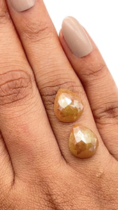 9.57cttw | Salt & Pepper Pear Shape Rose Cut Diamond Matched Pair - Modern Rustic Diamond