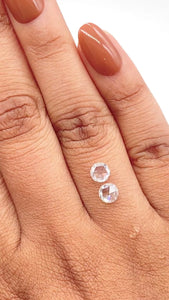 0.85cttw | E-F SI Round Shape Rose Cut Diamond Matched Pair - Modern Rustic Diamond