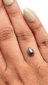 1.04ct | Salt & Pepper Pear Shape Rose Cut Diamond - Modern Rustic Diamond