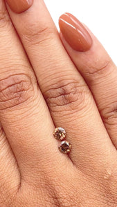 0.62cttw | Cognac VS-SI Round Shape Brilliant Cut Diamond Matched Pair - Modern Rustic Diamond