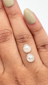 2.93cttw | Salt & Pepper Pear Shape Rose Cut Diamond Matched Pair - Modern Rustic Diamond