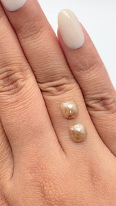 3.49cttw | Salt & Pepper Cushion Shape Rose Cut Diamond Matched Pair - Modern Rustic Diamond