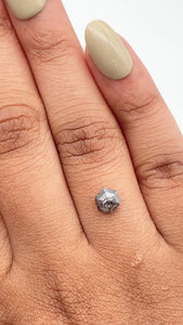 0.75ct | Salt & Pepper Hexagon Shape Rose Cut Diamond - Modern Rustic Diamond