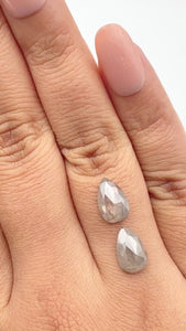 3.75cttw | Rustic Pear Shape Rose Cut Diamond Matched Pair - Modern Rustic Diamond