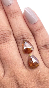 7.05cttw | Salt & Pepper Pear Shape Rose Cut Diamond Matched Pair - Modern Rustic Diamond