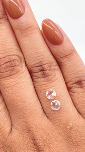 0.66cttw | H-I VS-SI Round Shape Rose Cut Diamond Matched Pair - Modern Rustic Diamond