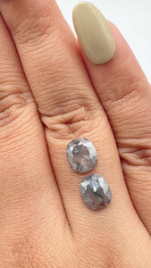 2.75cttw | Salt & Pepper Cushion Shape Rose Cut Diamond Matched Pair - Modern Rustic Diamond