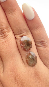 4.69cttw | Rustic  Oval Shape Rose Cut Diamond Matched Pair - Modern Rustic Diamond