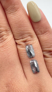 2.20cttw | Salt & Pepper Cushion Shape Rose Cut Diamond Matched Pair - Modern Rustic Diamond