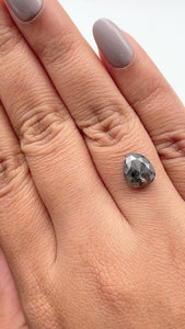 2.44ct | Salt & Pepper Pear Shape Rose Cut Diamond - Modern Rustic Diamond