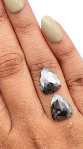 5.70cttw | Salt & Pepper Pear Shape Rose Cut Diamond Matched Pair - Modern Rustic Diamond