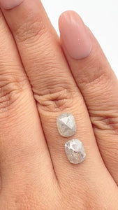 2.86cttw | Rustic Cushion Shape Rose Cut Diamond Matched Pair - Modern Rustic Diamond